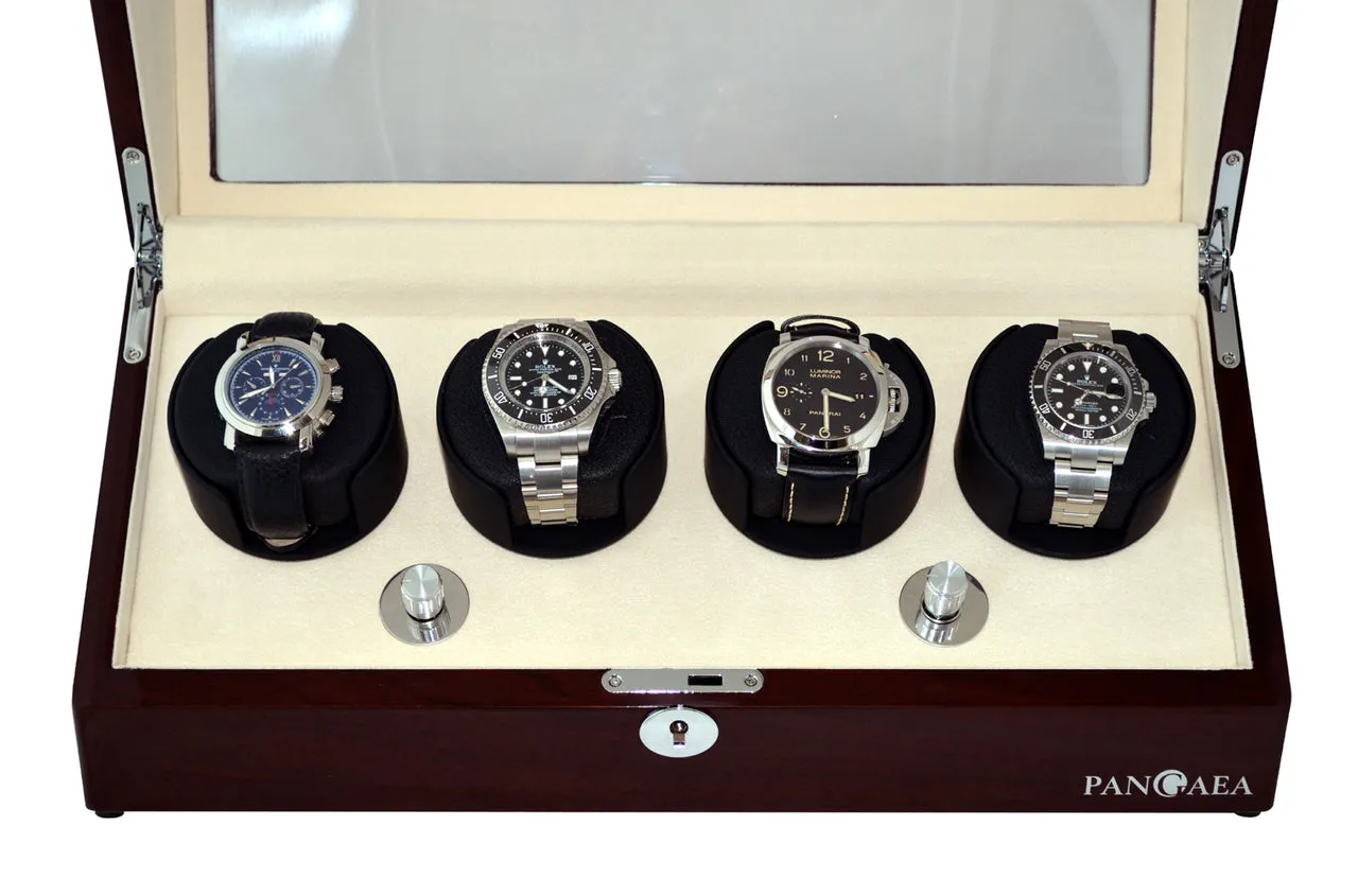 Pangaea Q360 Quad Automatic Four Watch Winder- Mahogany