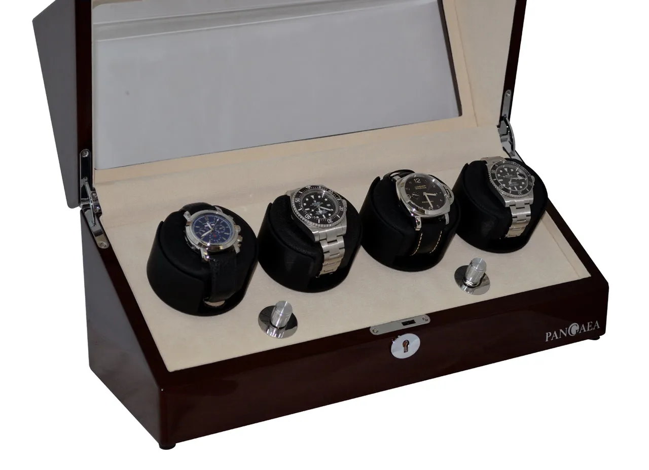 Pangaea Q360 Quad Automatic Four Watch Winder- Mahogany
