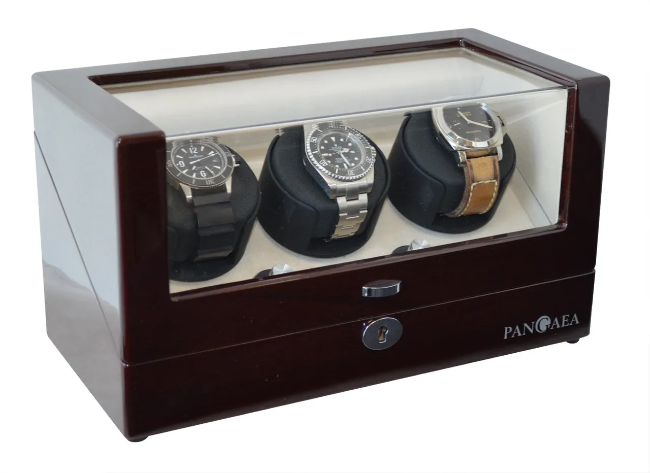 Pangaea T330 Triple Automatic Watch Winder- Mahogany