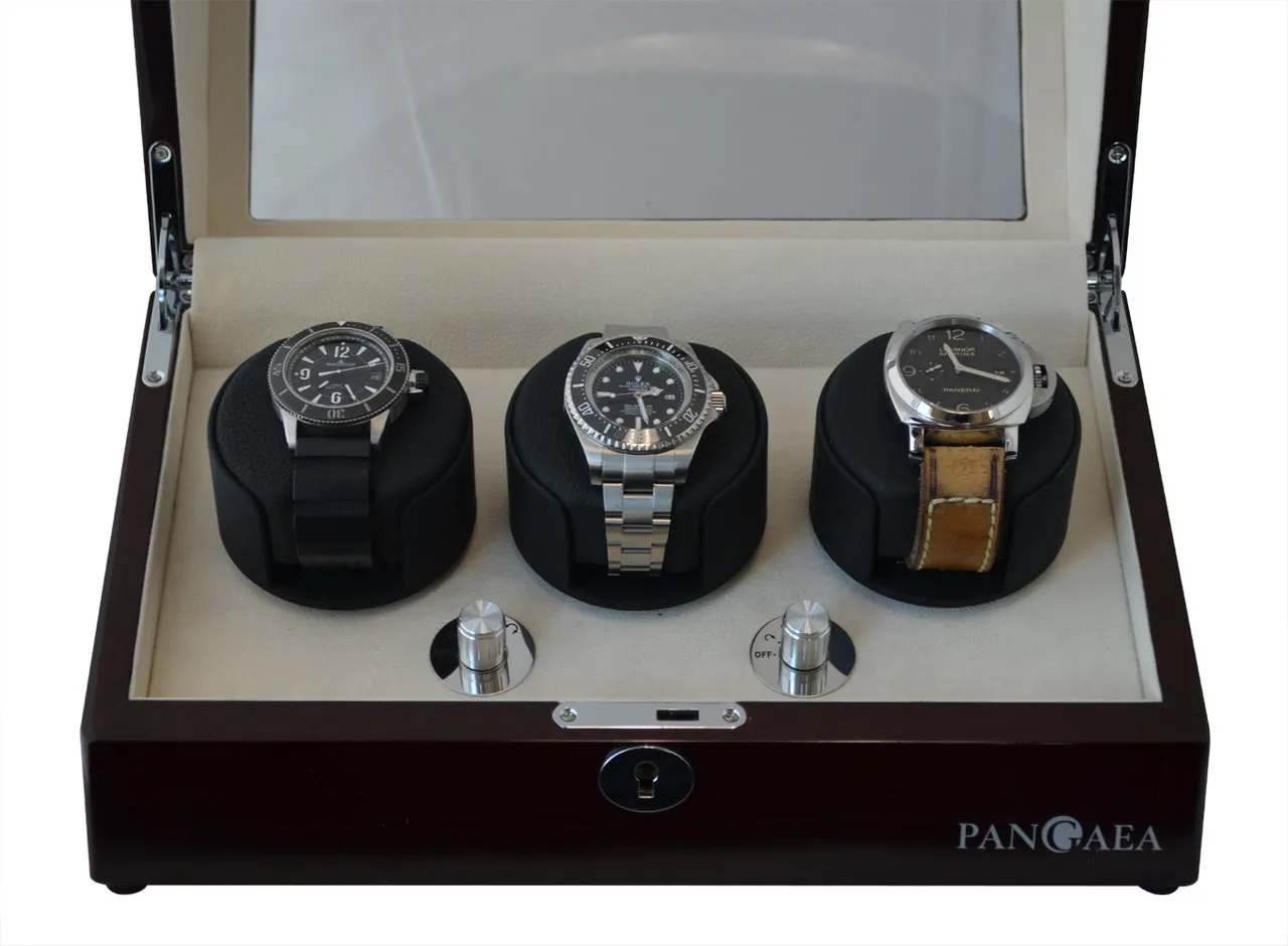 Pangaea T330 Triple Automatic Watch Winder- Mahogany