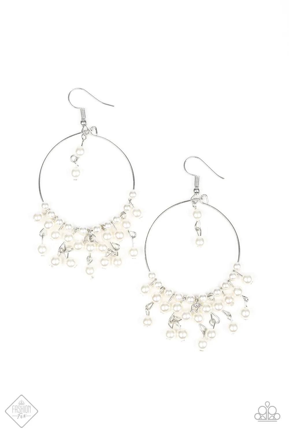 Paparazzi Now On Broadway Earrings White