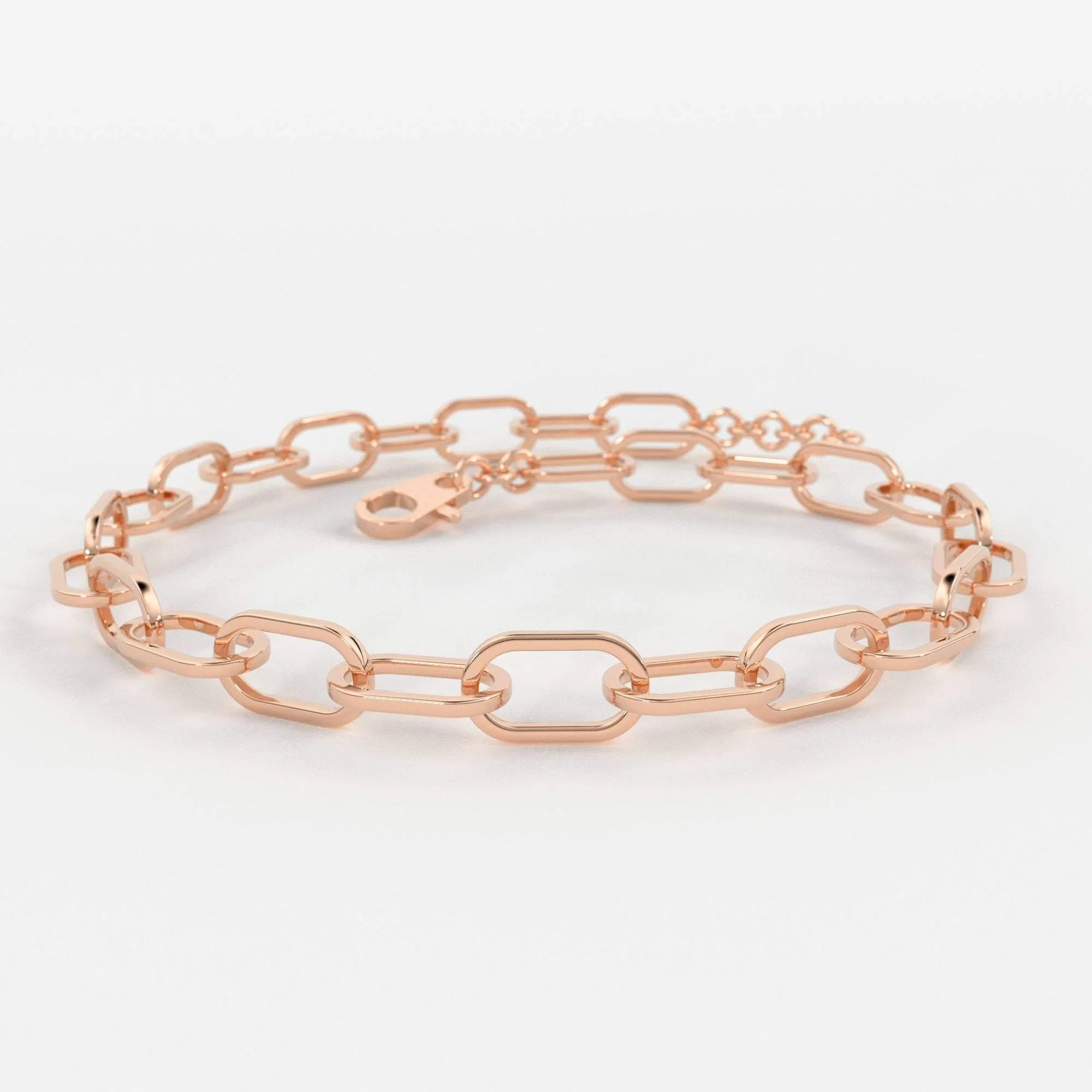Paper Clip Bracelet / 14k Gold Paper Clip Link Bracelet 8 MM / Gold Link Chain Bracelet / Rectangle Link Staple Bracelet / Layering Bracelet