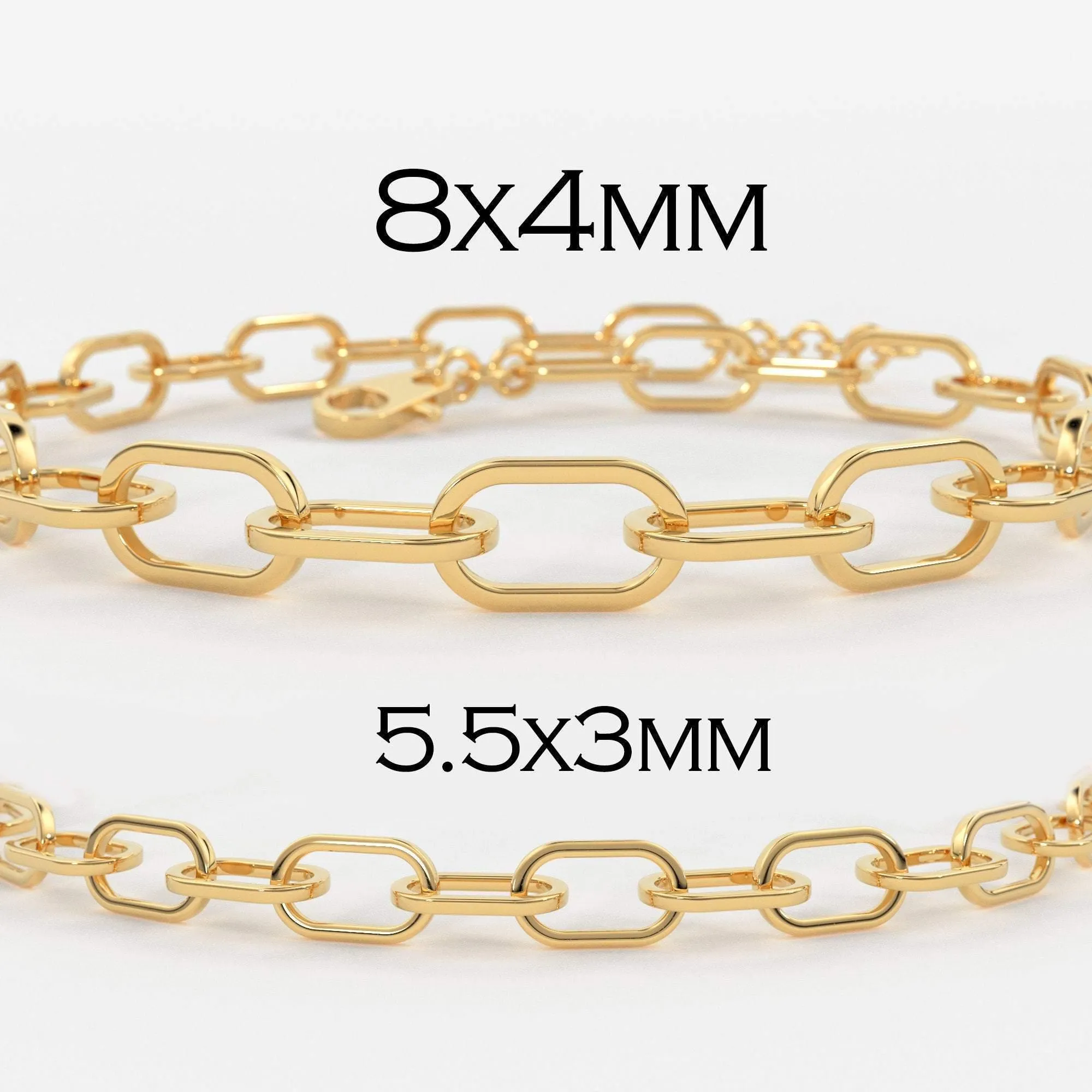 Paper Clip Bracelet / 14k Gold Paper Clip Link Bracelet 8 MM / Gold Link Chain Bracelet / Rectangle Link Staple Bracelet / Layering Bracelet