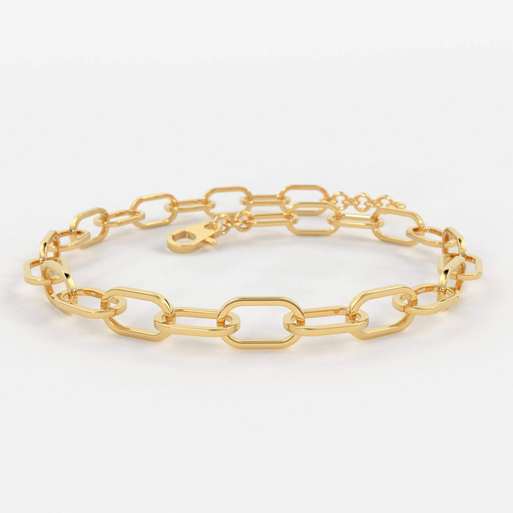 Paper Clip Bracelet / 14k Gold Paper Clip Link Bracelet 8 MM / Gold Link Chain Bracelet / Rectangle Link Staple Bracelet / Layering Bracelet