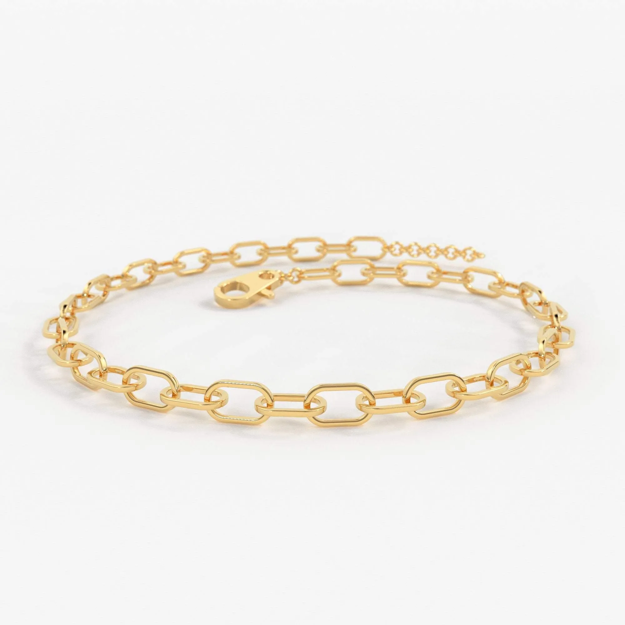 Paper Clip Bracelet / 14k Gold Paper Clip Link Bracelet 8 MM / Gold Link Chain Bracelet / Rectangle Link Staple Bracelet / Layering Bracelet