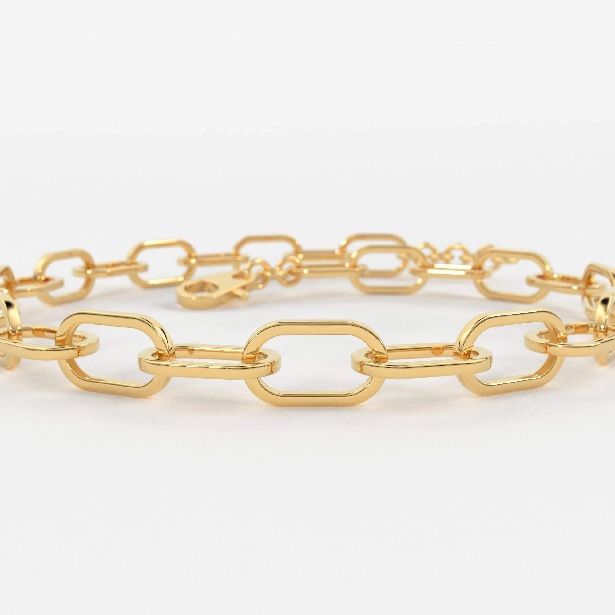 Paper Clip Bracelet / 14k Gold Paper Clip Link Bracelet 8 MM / Gold Link Chain Bracelet / Rectangle Link Staple Bracelet / Layering Bracelet