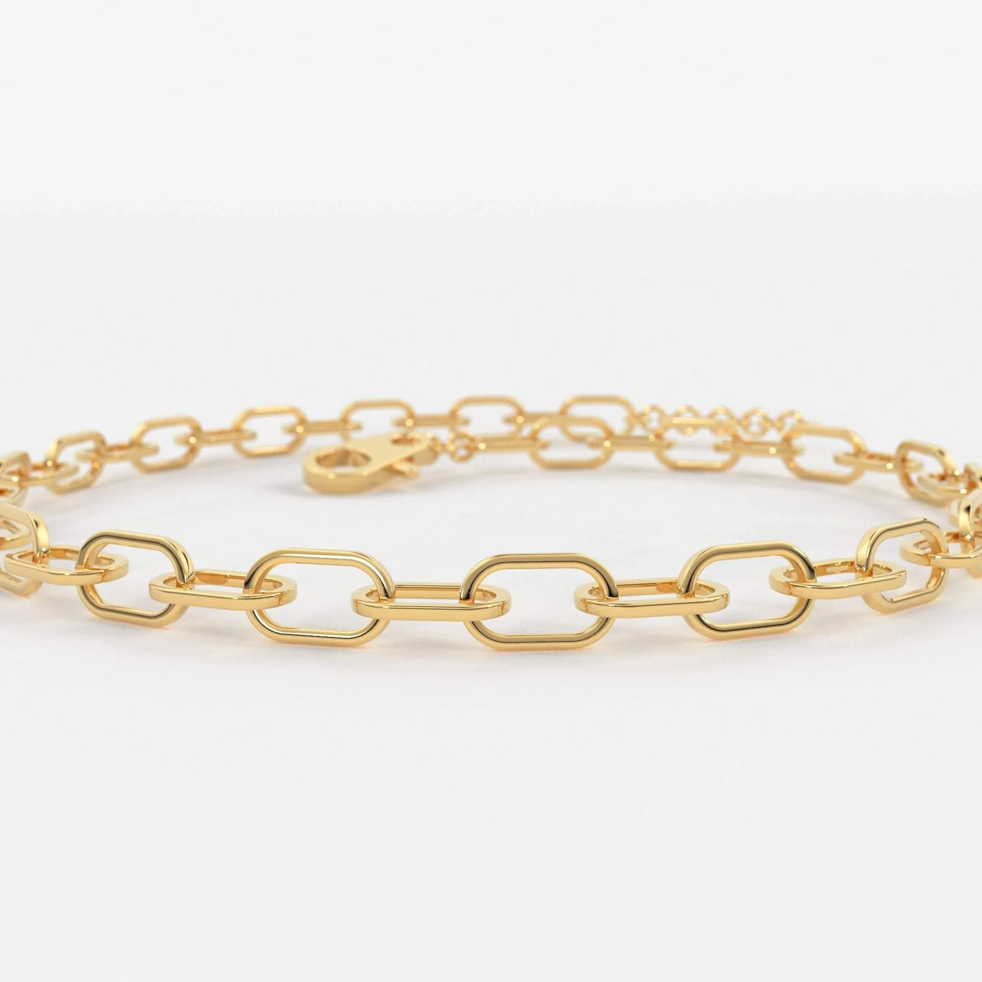 Paper Clip Bracelet / 14k Gold Paper Clip Link Bracelet 8 MM / Gold Link Chain Bracelet / Rectangle Link Staple Bracelet / Layering Bracelet