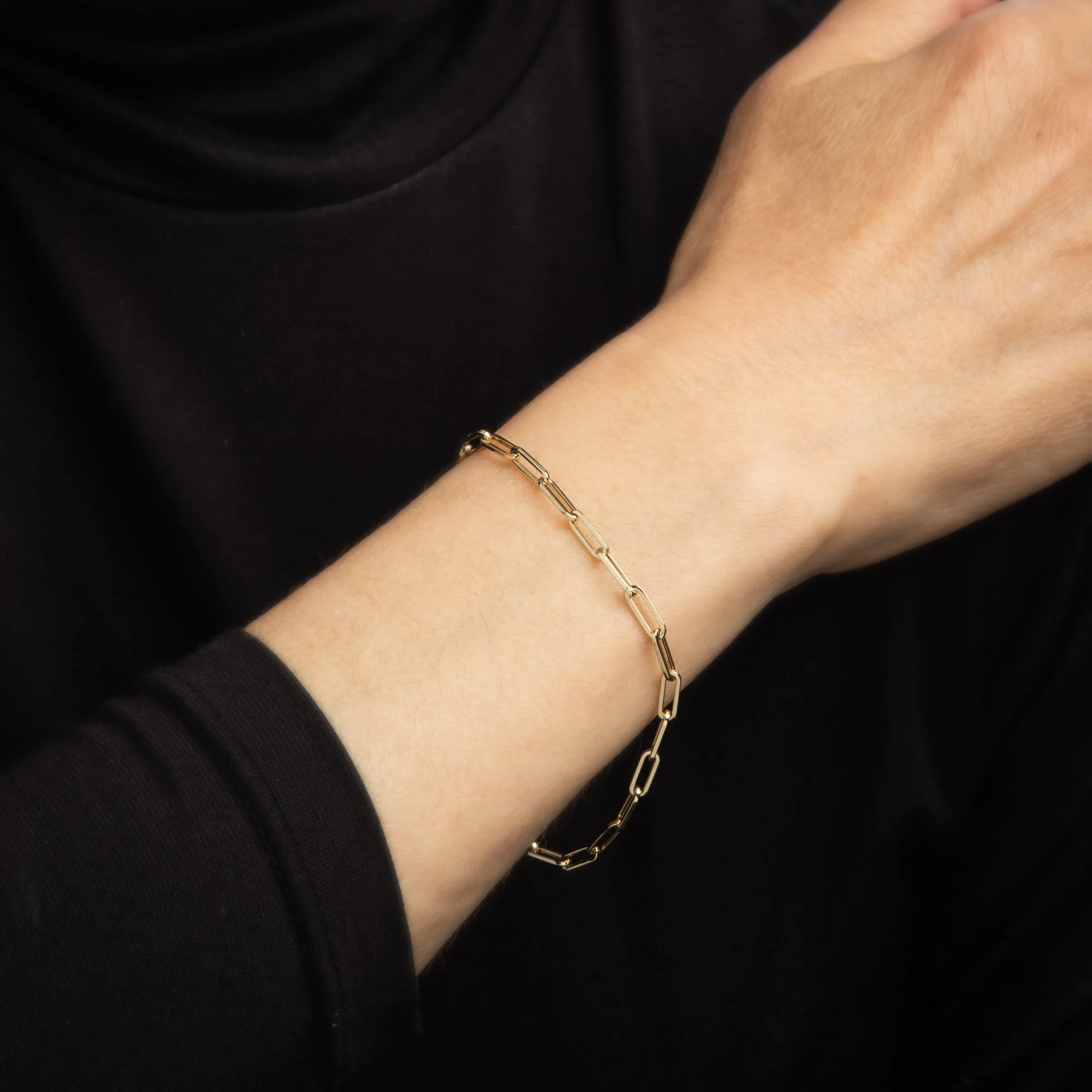Paperclip Link Bracelet Estate 14k Yellow Gold 7" Jewelry Small 3mm Italy