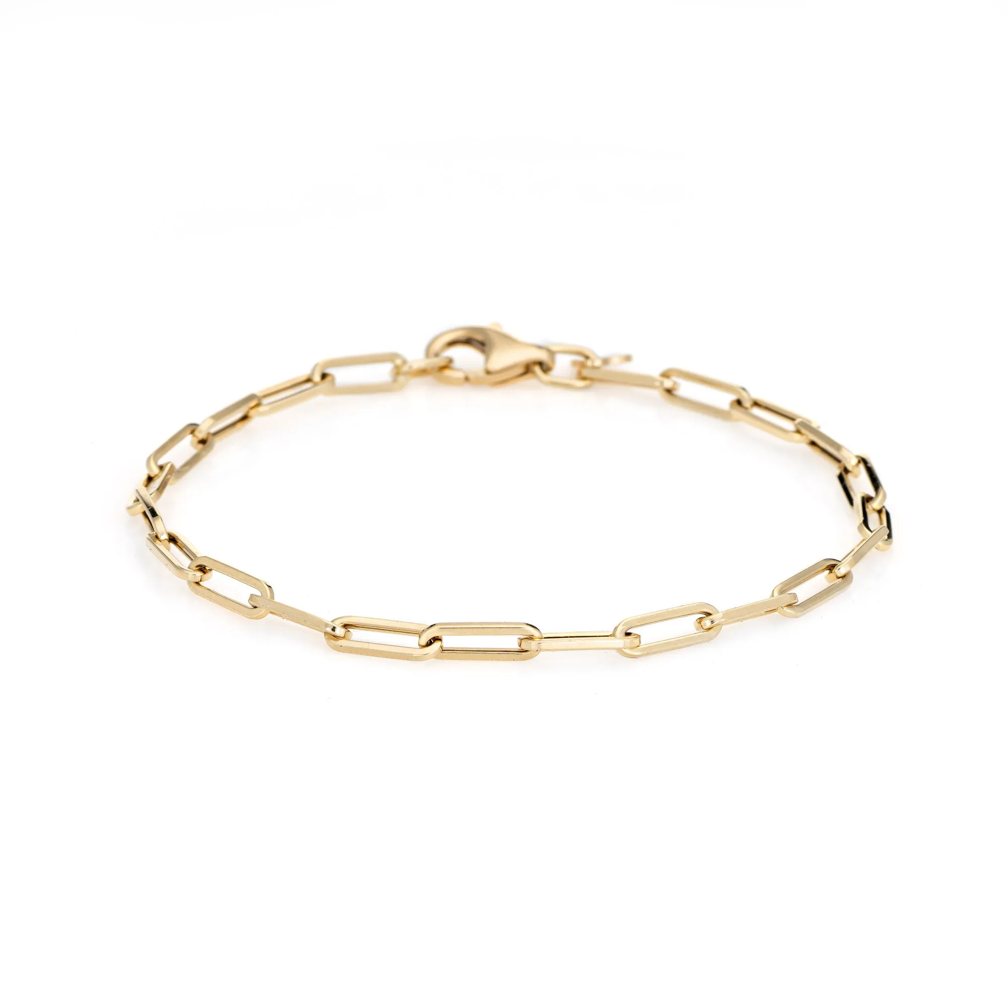 Paperclip Link Bracelet Estate 14k Yellow Gold 7" Jewelry Small 3mm Italy