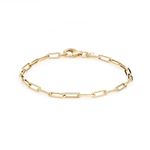 Paperclip Link Bracelet Estate 14k Yellow Gold 7" Jewelry Small 3mm Italy