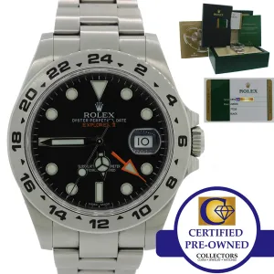 PAPERS 2017 Rolex Explorer II 42mm 216570 Black Orange Steel GMT Date Watch Box
