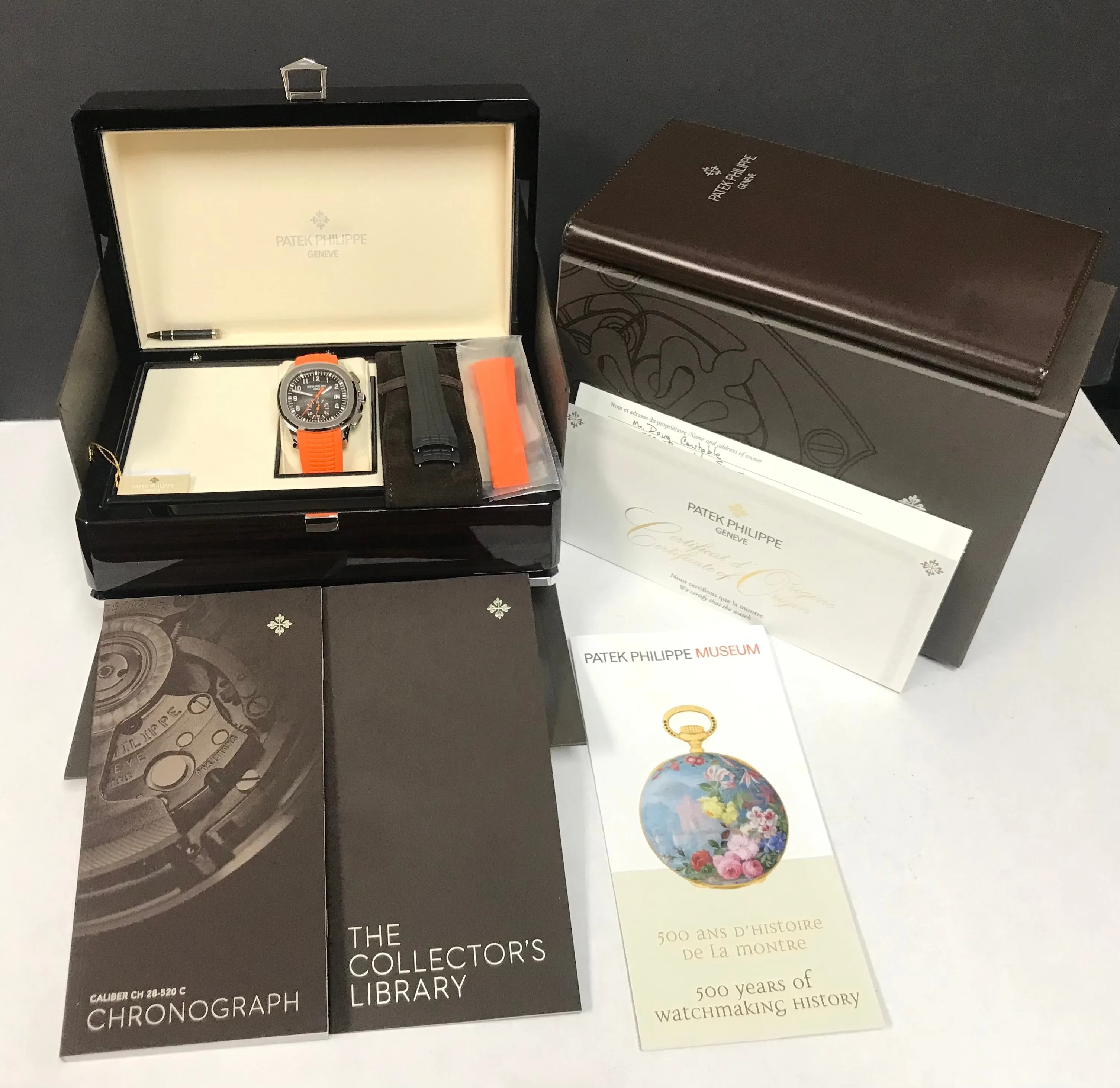 Patek Philippe Aquanaut Chronograph 42mm B&P 5968A Black Dial Automatic Men's Watch