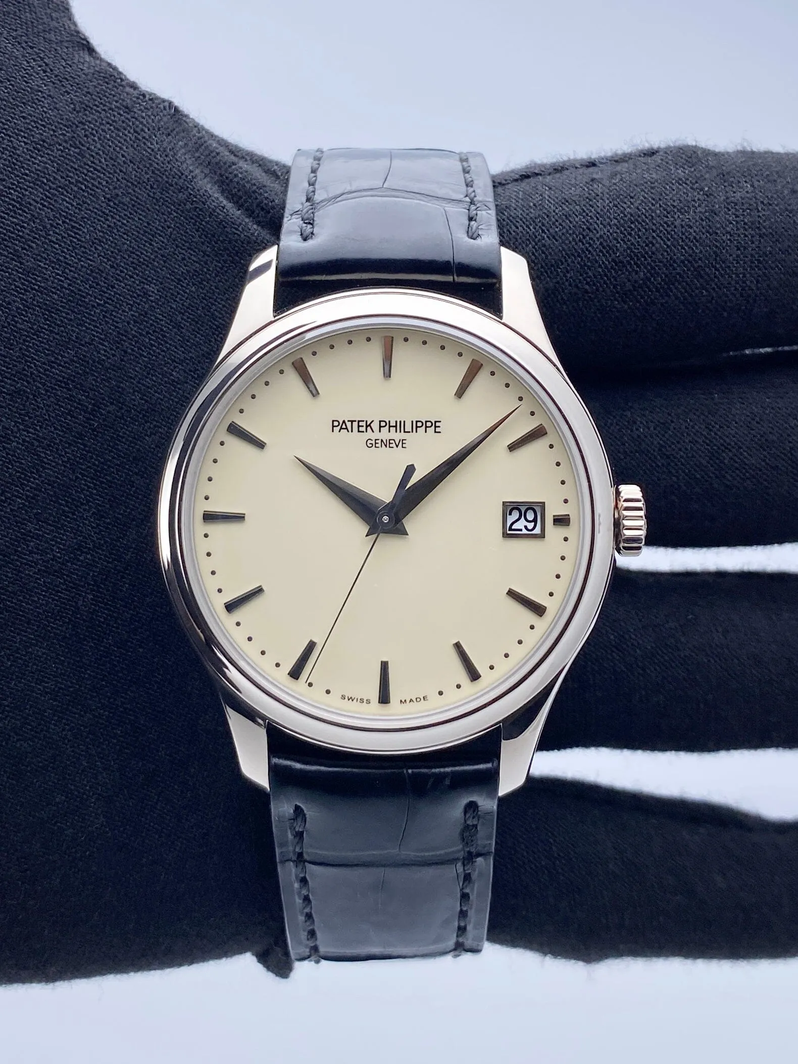 Patek Philippe Calatrava 5227G Ivory Dial 18K White Gold Mens Watch Box Papers