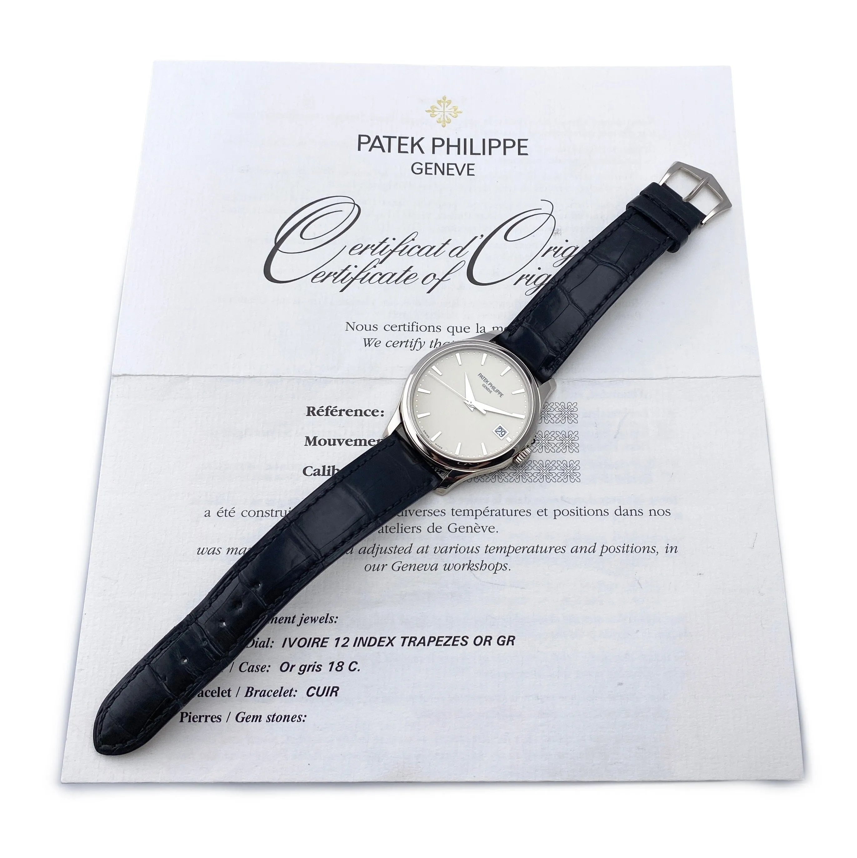 Patek Philippe Calatrava 5227G Ivory Dial 18K White Gold Mens Watch Box Papers