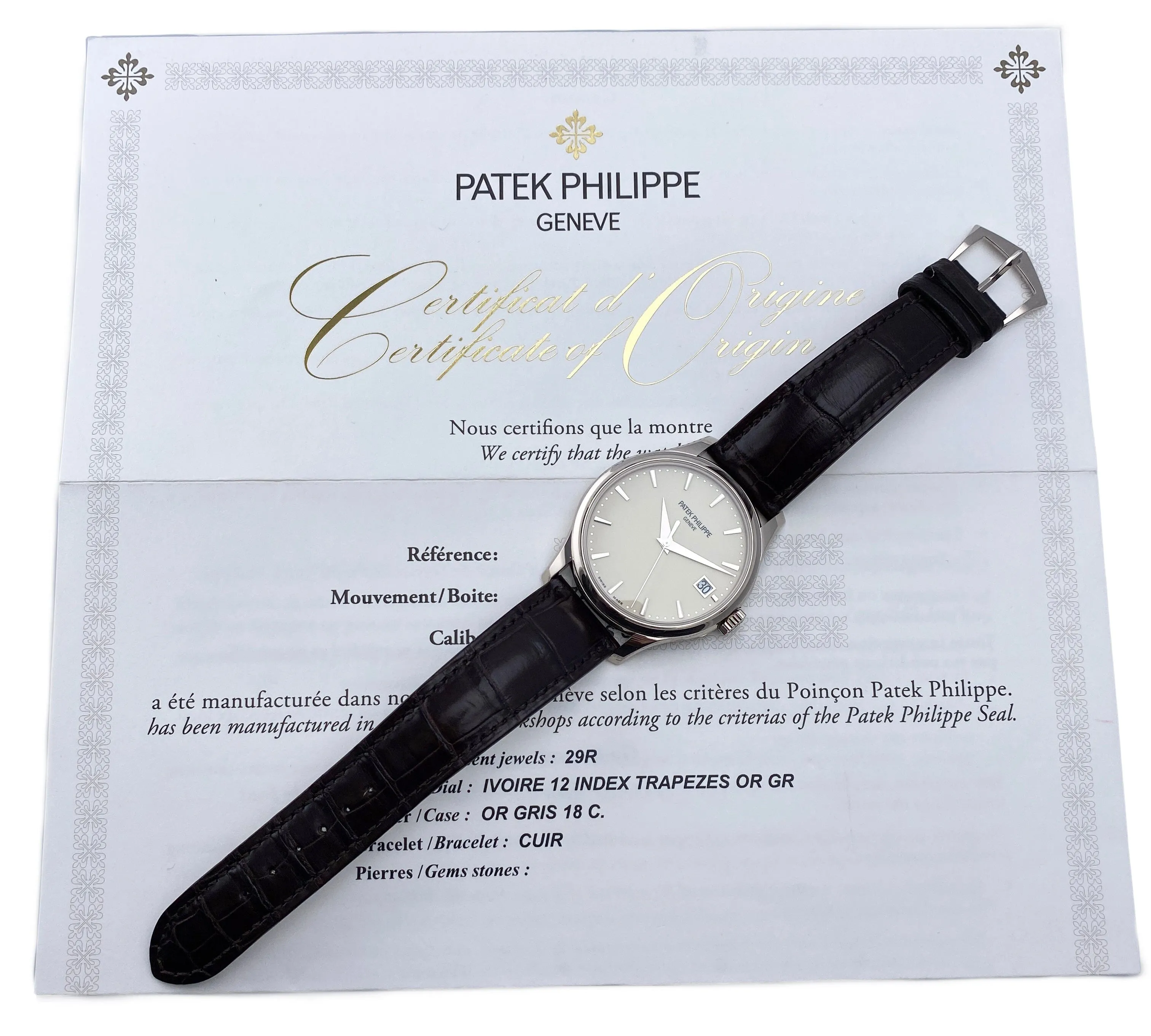 Patek Philippe Calatrava 5227G Ivory Dial Mens Watch Box Papers