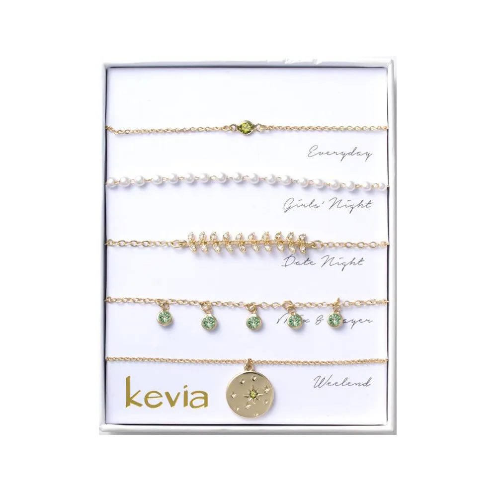 Pearl & Cubic Zirconia Themed Bracelet Set