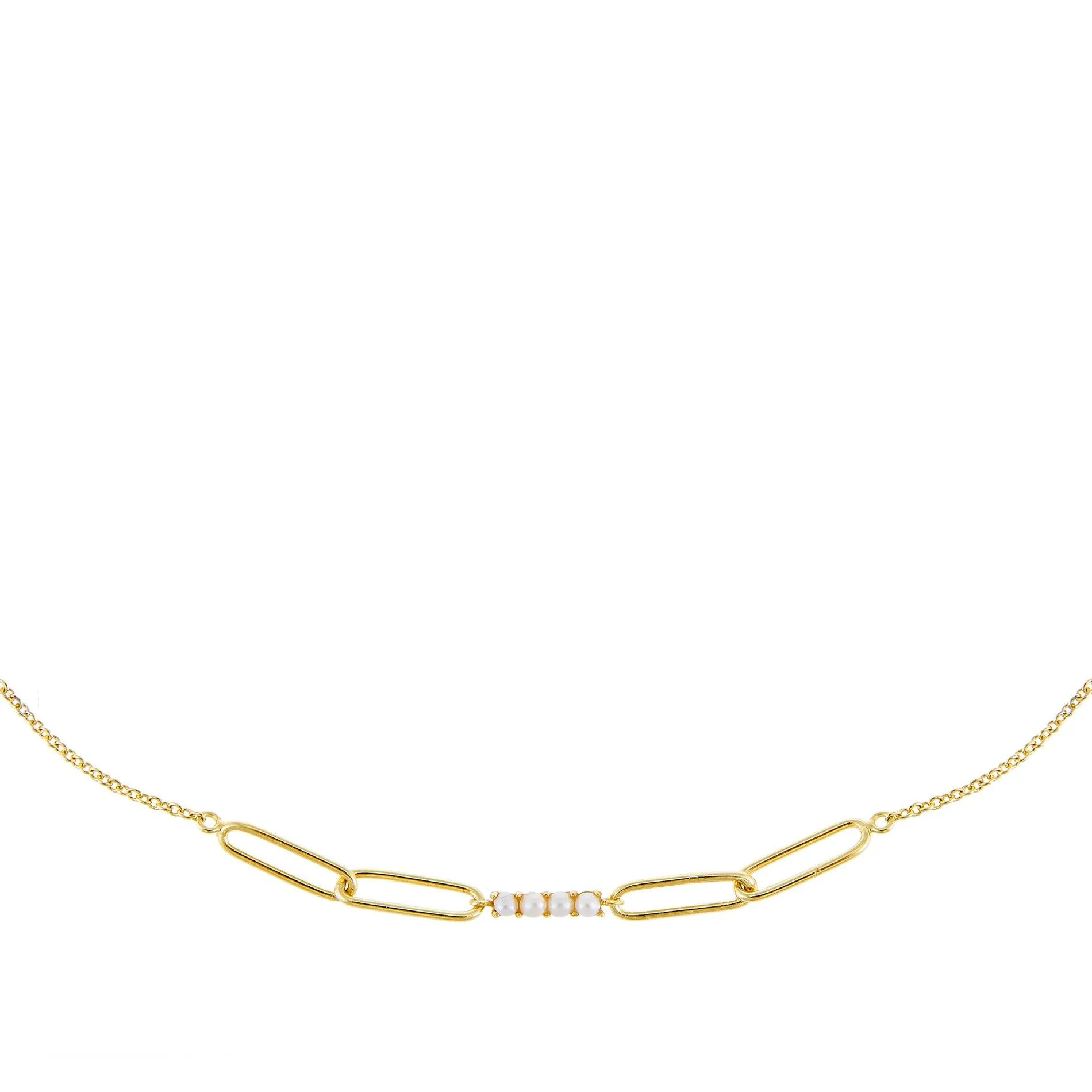 Pearl X Chain Link Necklace