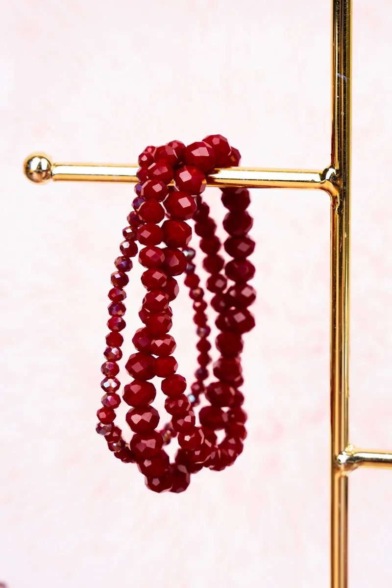 Perfect Plans Wine Beaded Bracelet Set