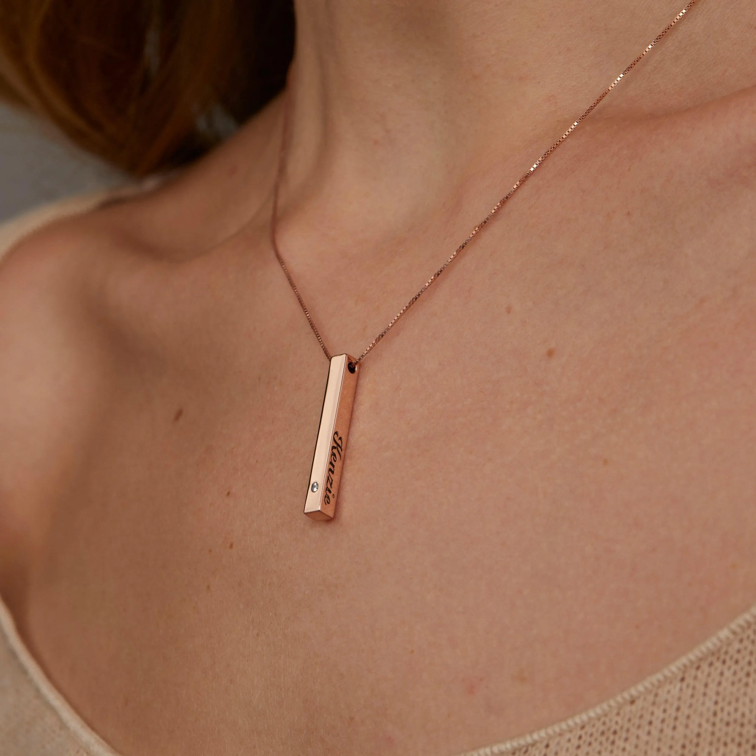 Personalized Bar Name Necklace with Birthstone - 18K Gold Vermeil
