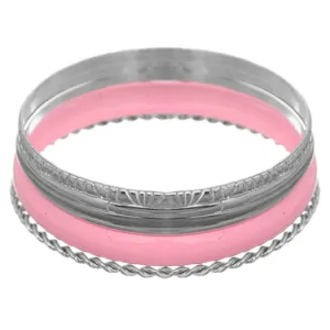 Pink 5-piece Twist Stacked Bracelet Set