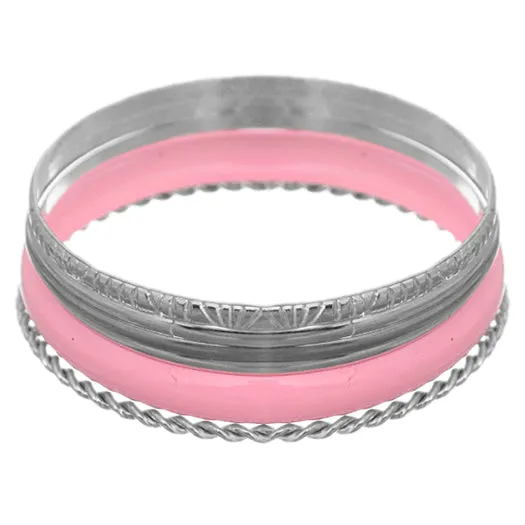 Pink 5-piece Twist Stacked Bracelet Set