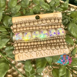 Pink Panache Gold and Iridescent bracelet set