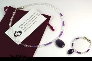 PISCES JEWELRY SET - Necklace and Bracelet with Amethyst Pendants -  - Save $14 (20% Off) plus $8 in Shipping
