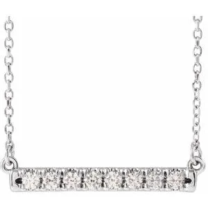 Platinum 1/4 CTW Natural Diamond French-Set Bar 16" Necklace