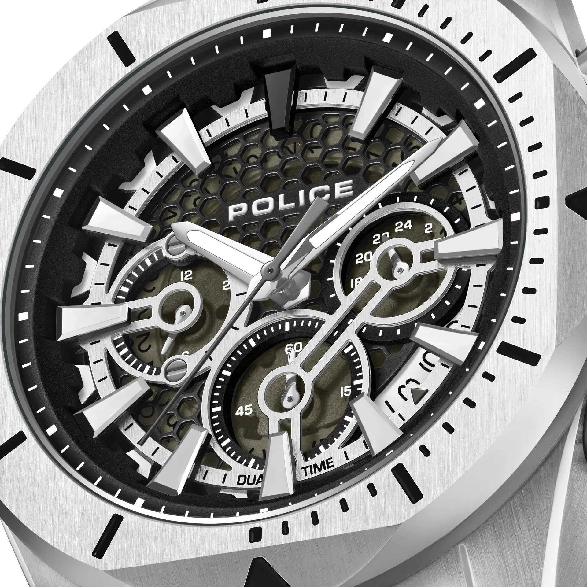 Police Electrical Gents Green Dial Brown Leather Strap Watch