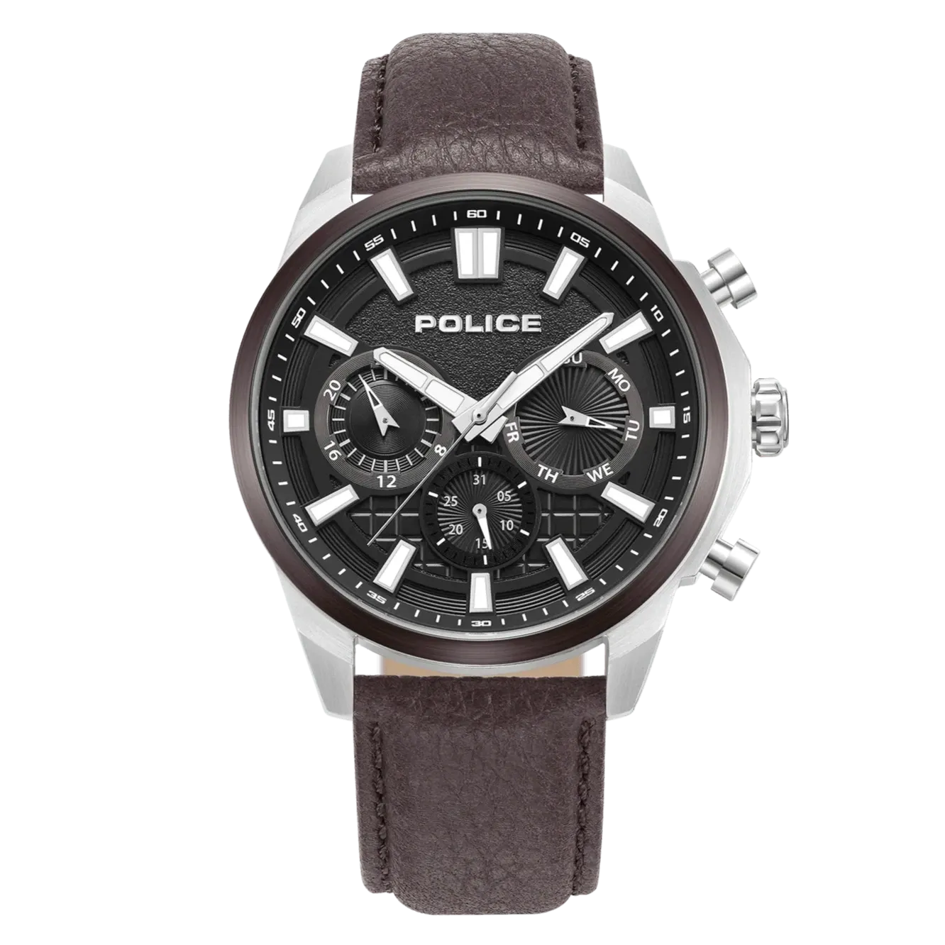 Police Rangy Metaverse Gents Grey Dial Brown Leather Strap Watch