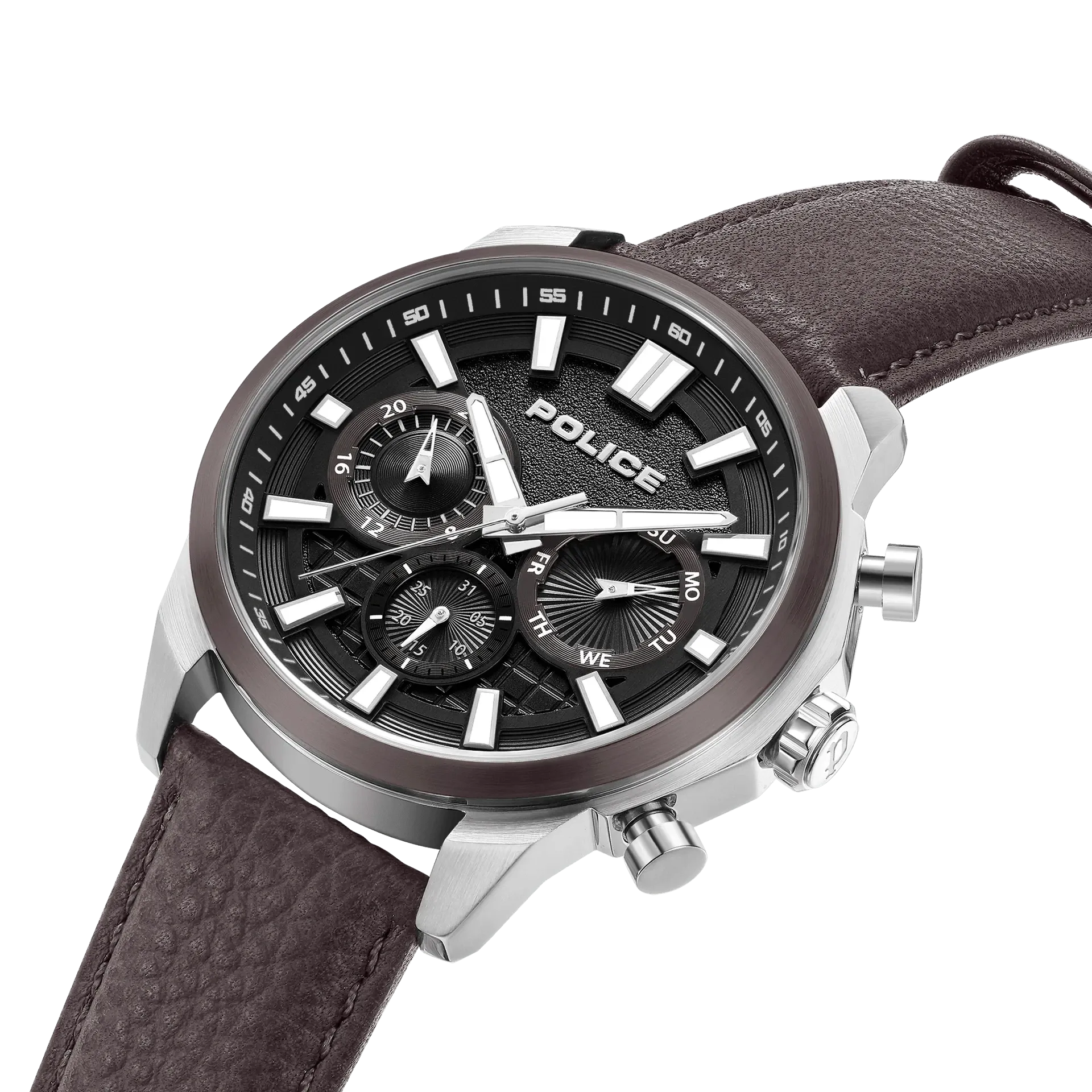 Police Rangy Metaverse Gents Grey Dial Brown Leather Strap Watch