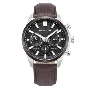 Police Rangy Metaverse Gents Grey Dial Brown Leather Strap Watch