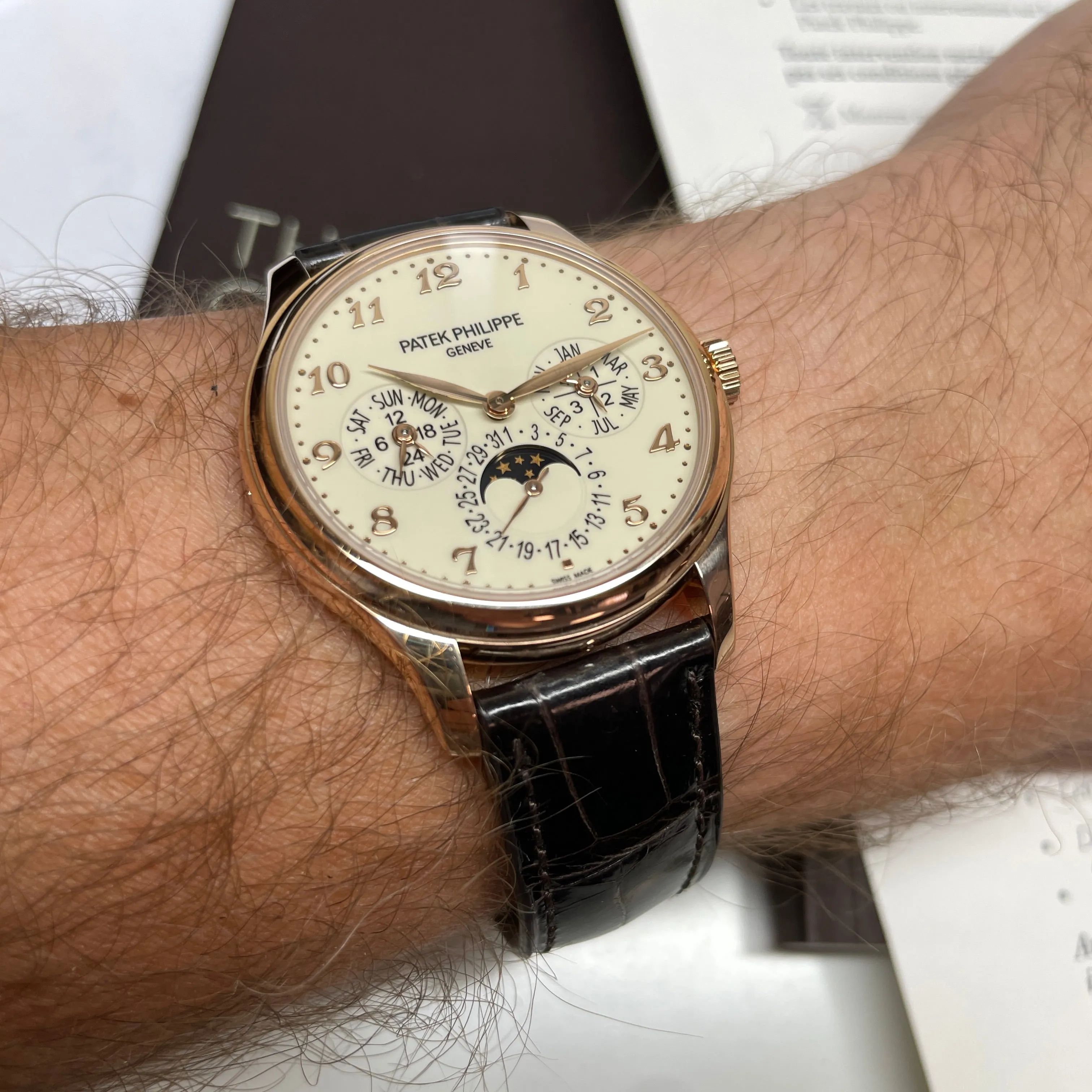 Pre-owned Patek Philippe Perpetual Calendar 39mm Rose Gold Ref. 5327R-001