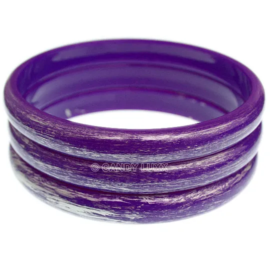 Purple 3-Piece Brush Stacked Bracelets
