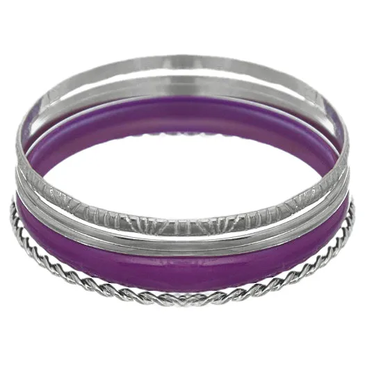 Purple 5-piece Twist Stacked Bracelet Set