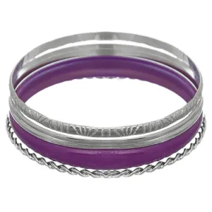 Purple 5-piece Twist Stacked Bracelet Set