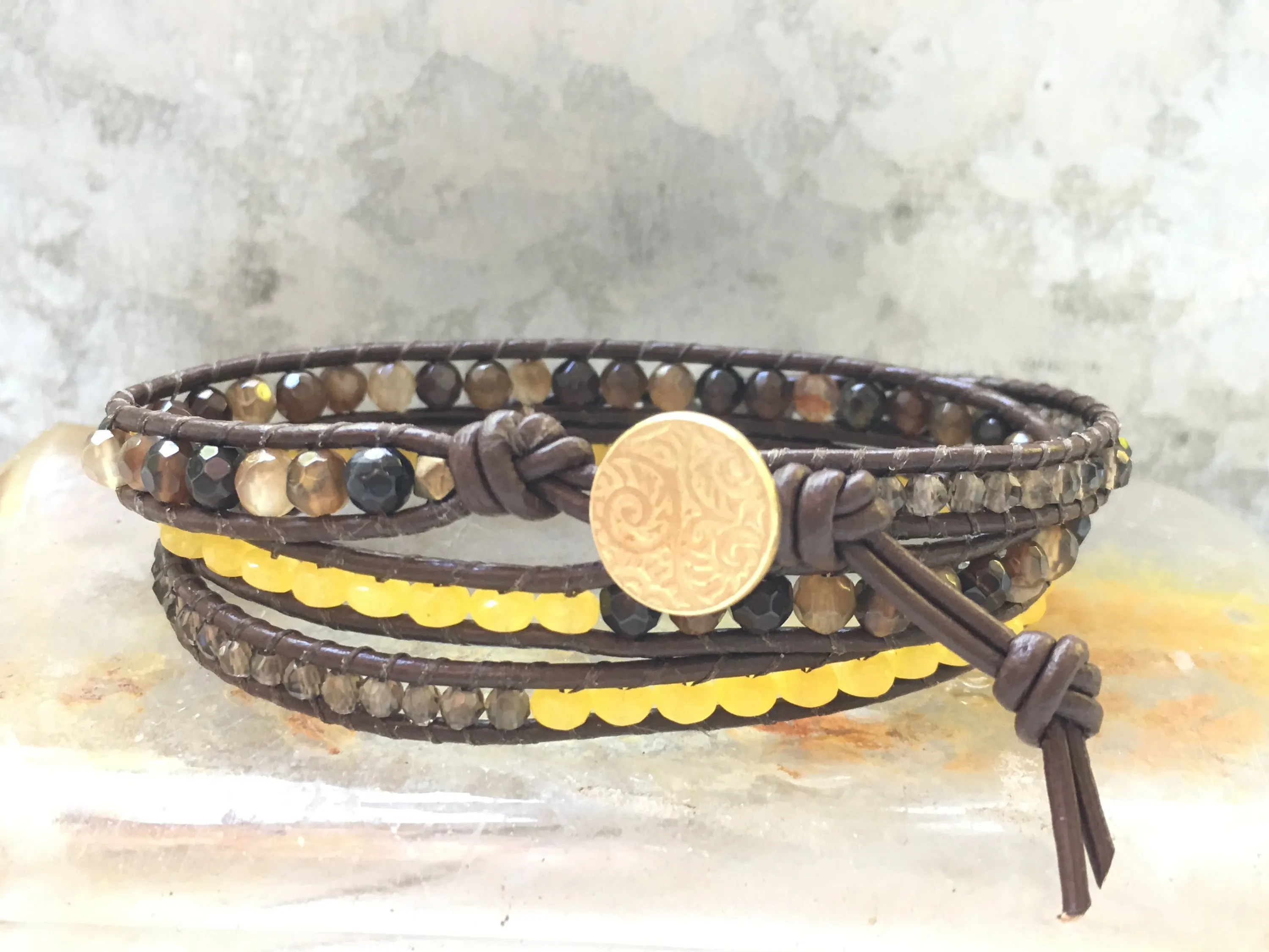 Quartz Triple Wrap - Agate Bead Bracelet - Quartz Bracelet -  Quartz Jewelry - Agate Jewelry - Women's Jewelry-  Girlfriend's  Gift