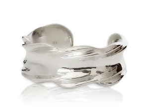 Quiet waves, statement modern silver bangle bracelet
