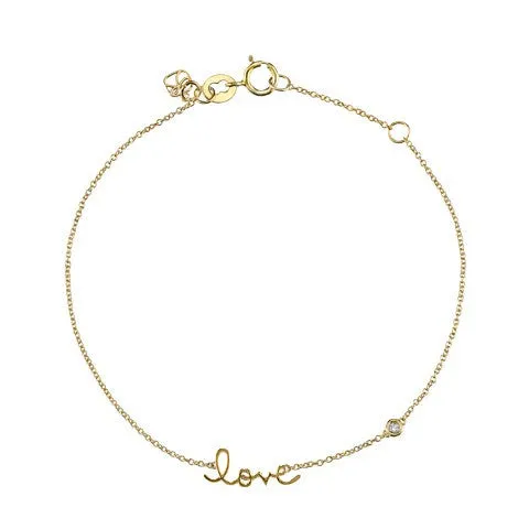 "Love" Bracelet with Diamond Detail, Yellow-Gold Plated
