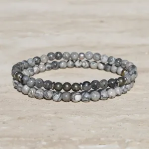 "Protection & Grounding" Jasper and Larvikite Mens Bracelet Set