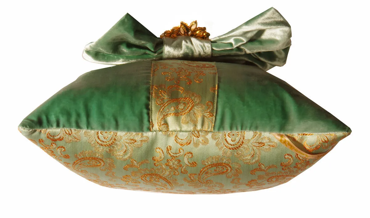 "The Bella" Textile Art Pillow with Vintage Juliana Brooch