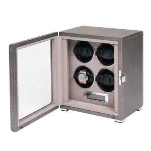 Rapport - Quantum Quad Watch Winder in Silver Leather | W624