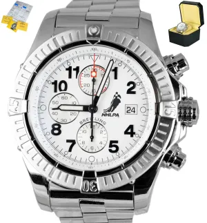 RARE Breitling Super Avenger NHLPA Edition Chrono White Steel A13370 48mm Watch