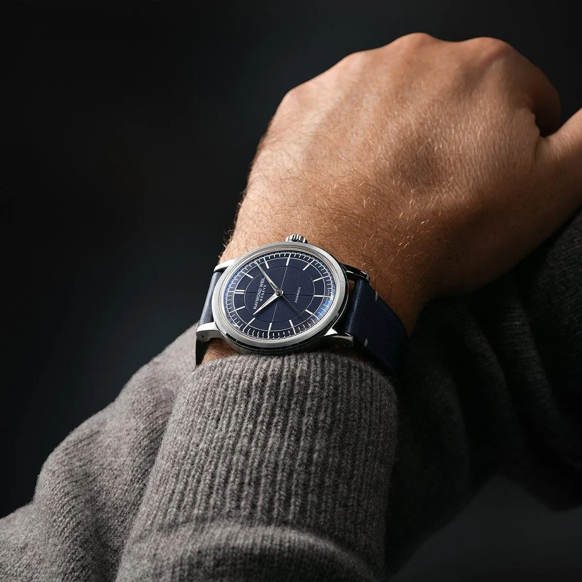 Raymond Weil Millesime Men’s Automatic Blue Leather Strap Watch 2925-stc-50001