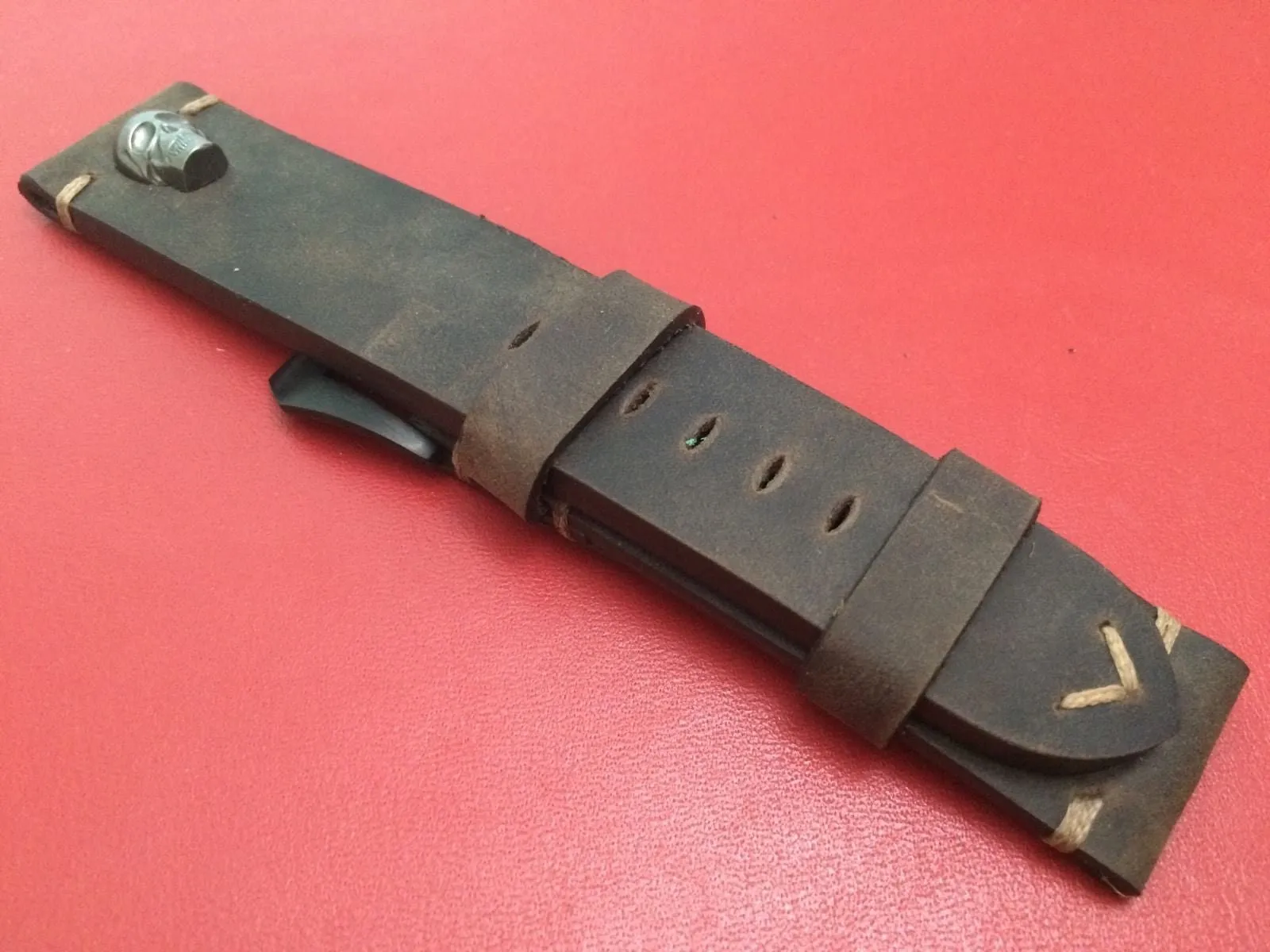 Real Leather Strap for Panerai watches (Dark Brown) 24mm/22mm - Classic stitching style
