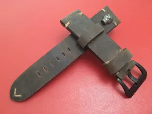 Real Leather Strap for Panerai watches (Dark Brown) 24mm/22mm - Classic stitching style