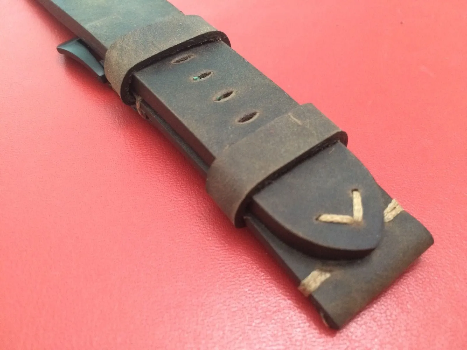 Real Leather Strap for Panerai watches (Dark Brown) 24mm/22mm - Classic stitching style