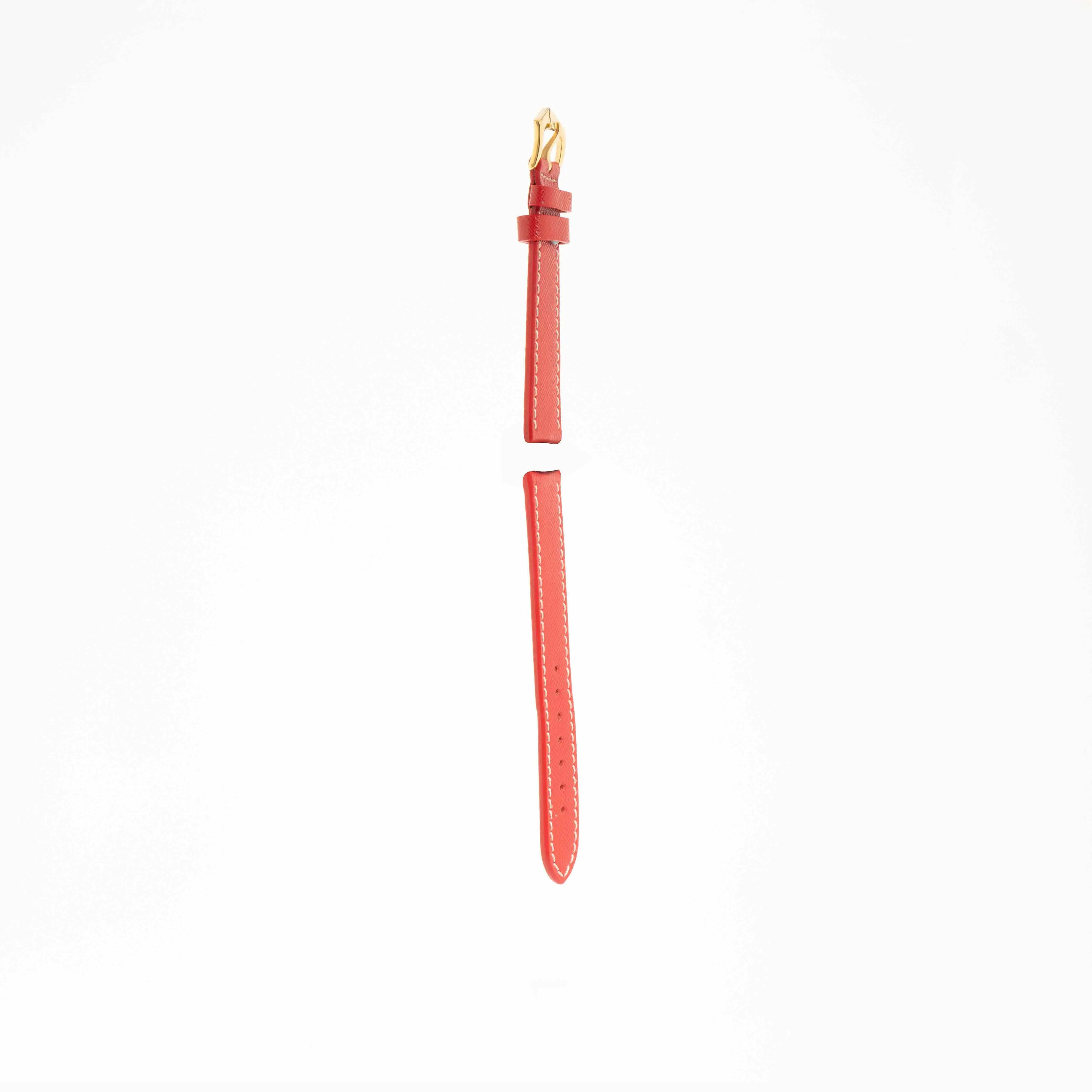 Red Hammered Calfskin Ecru Stitches Watch strap