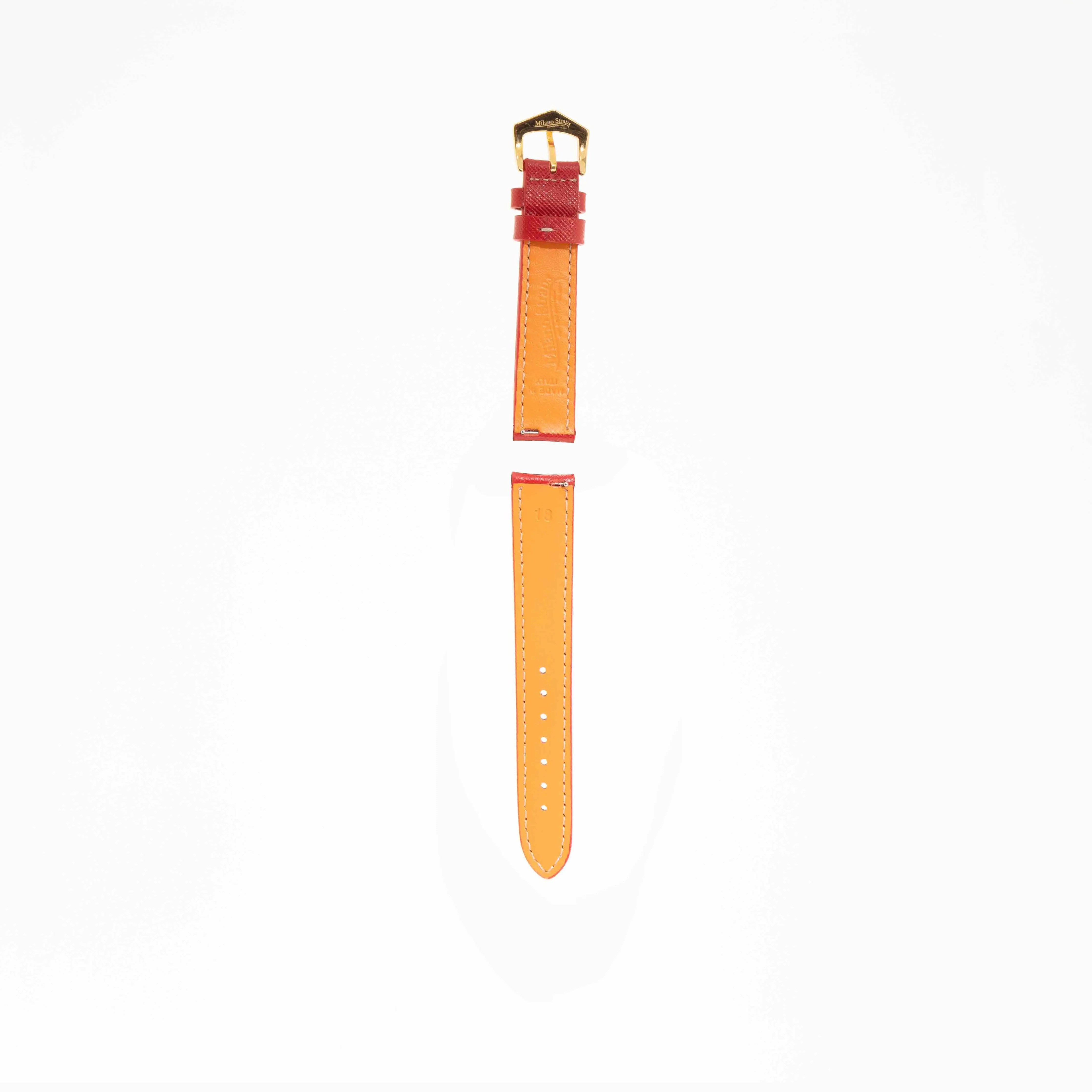 Red Hammered Calfskin Ecru Stitches Watch strap