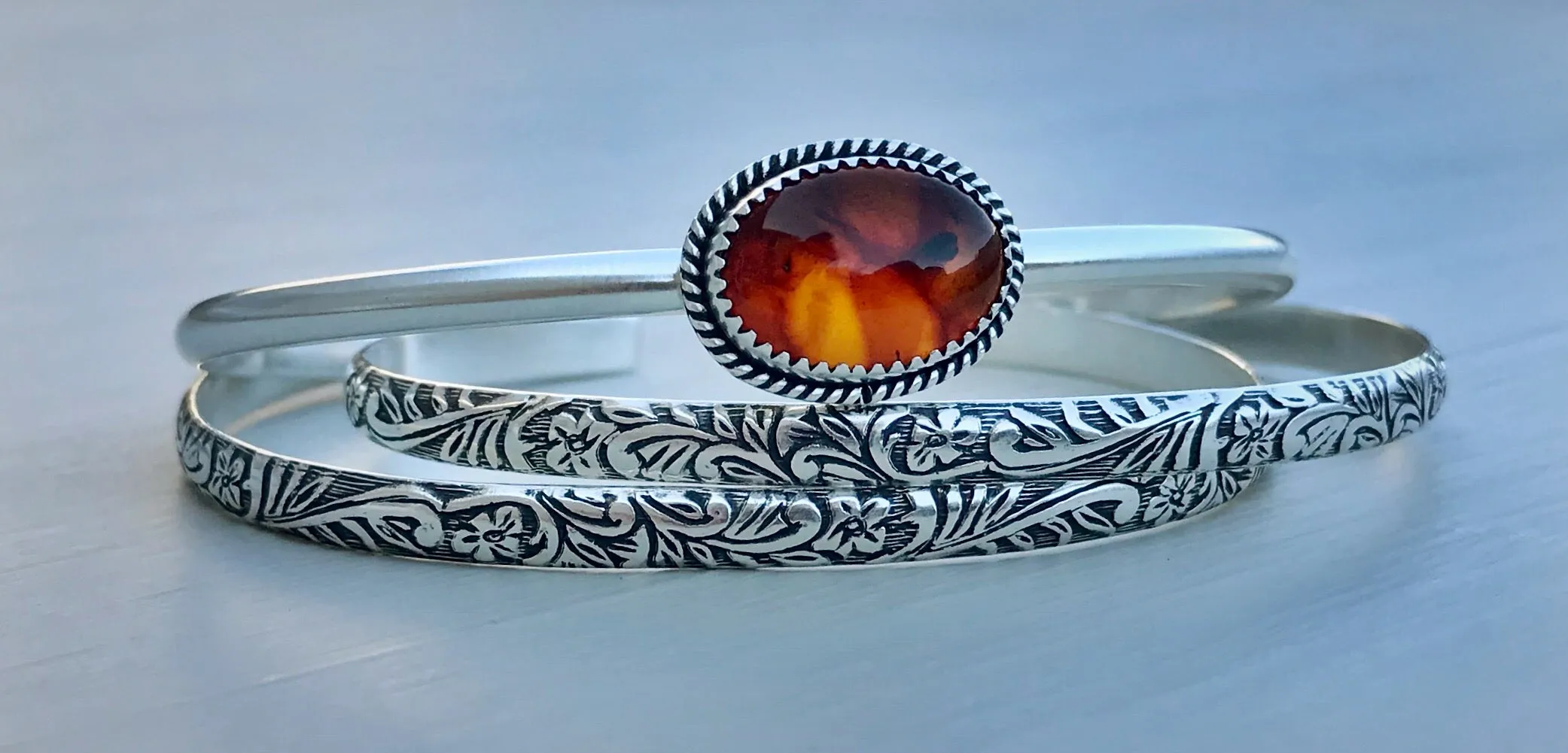 RESERVED: Custom Baltic Amber Stacker Cuff Set